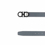 Black Gancini Dark Grey Leather Reversible Belt