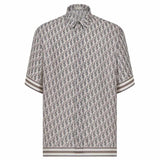 Oblique Short-Sleeved Gray Silk Shirt