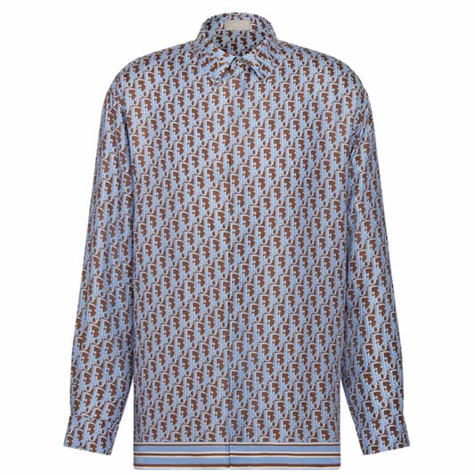 Oblique Blue Organic Silk Shirt