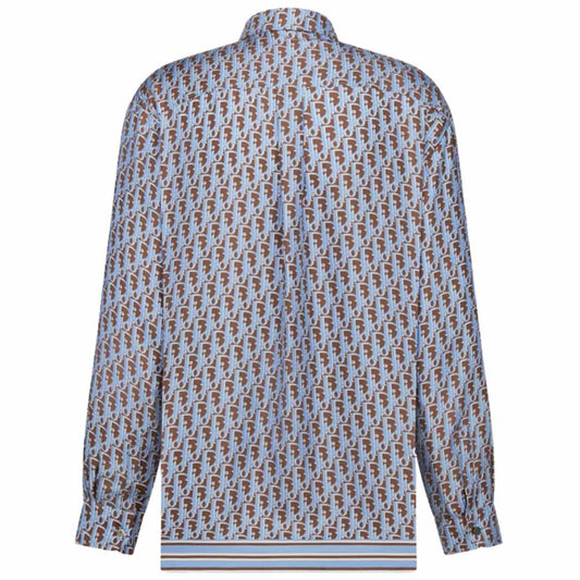Oblique Blue Organic Silk Shirt