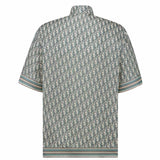 Oblique Short-Sleeved Greenish Silk Shirt