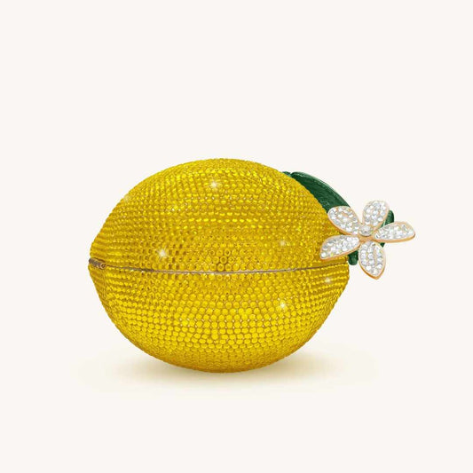 Esme Lemon Rhinestone Yellow Clutch Bag
