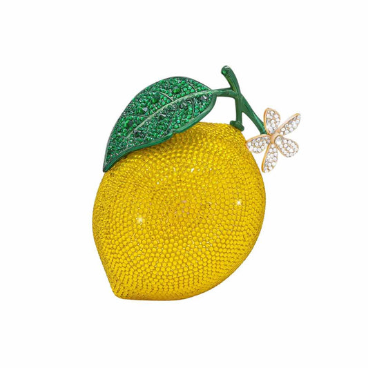 Esme Lemon Rhinestone Yellow Clutch Bag