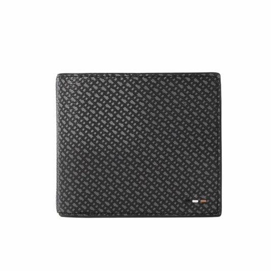 Grained Faux-Leather Black Wallet