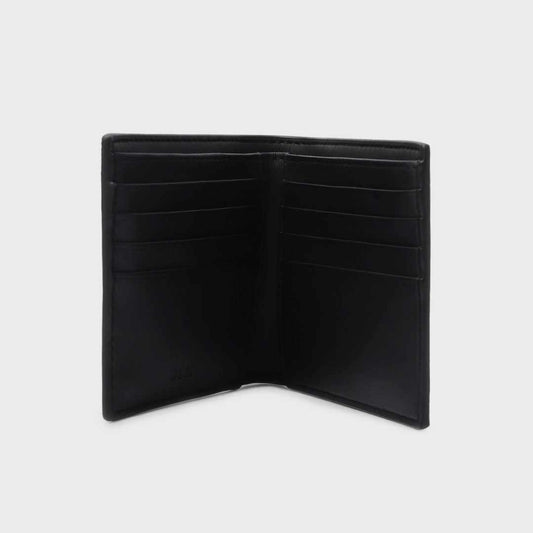 Grained Faux-Leather Black Wallet