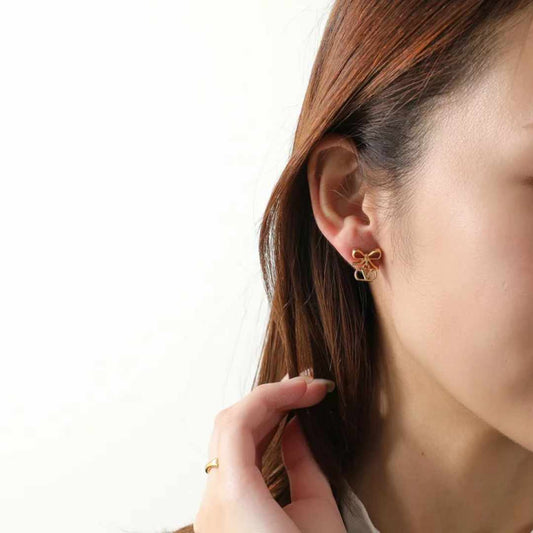VLOGO Ribbon Gold Earrings