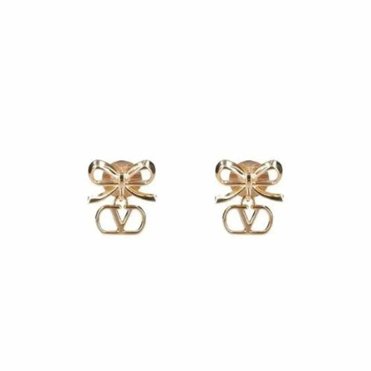 VLOGO Ribbon Gold Earrings