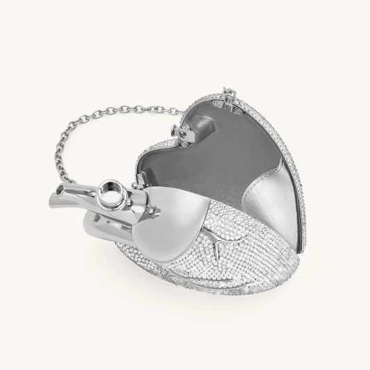 Maren Artificial Crystal Silver Heart Bag
