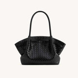 Hana Large Weave Texture Black Tote Bag