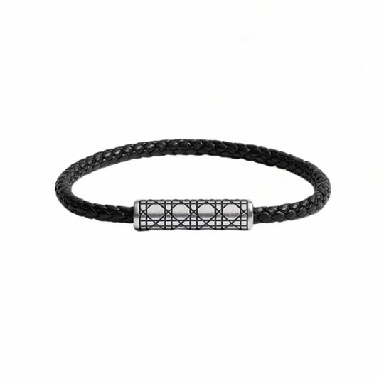 Cannage Woven Leather Black Bracelet