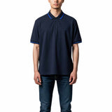 Collar Striped Piquet Blue Polo-Shirt
