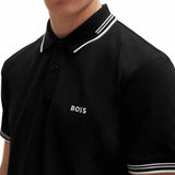 White Striped Collar Black Polo-Shirt