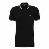 White Striped Collar Black Polo-Shirt