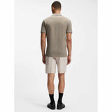 Black Striped Collar Sand Polo-Shirt