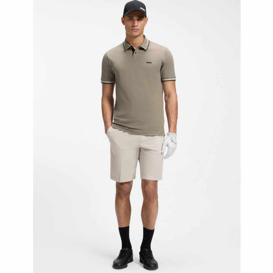 Black Striped Collar Sand Polo-Shirt