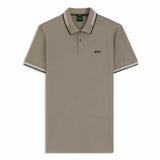 Black Striped Collar Sand Polo-Shirt