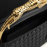 Lone Leopard Shaped Black Handle Bag