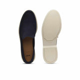 Debossed Suede Dark Blue Loafers