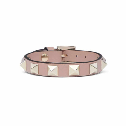 Rockstud Pink Leather Bracelet