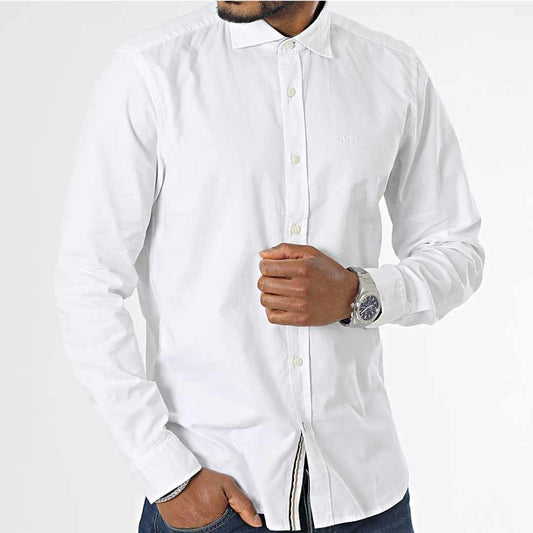 Logo Embroidered Linen White Shirt