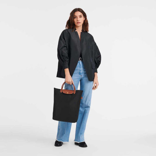 Le Pliage Black Medium Tote Bag