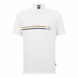 Double Line Logo Print White Polo-Shirt