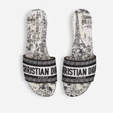 White and Black Paris Allover Dway Slides