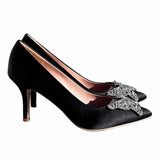 Emilia Black Satin Pumps