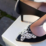 Emilia Black Satin Pumps