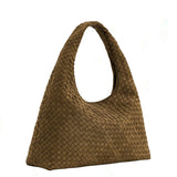 Laura Faux Suede Woven Dark Brown Shoulder Bag