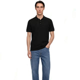 Vertical Stripes Black Polo-Shirt
