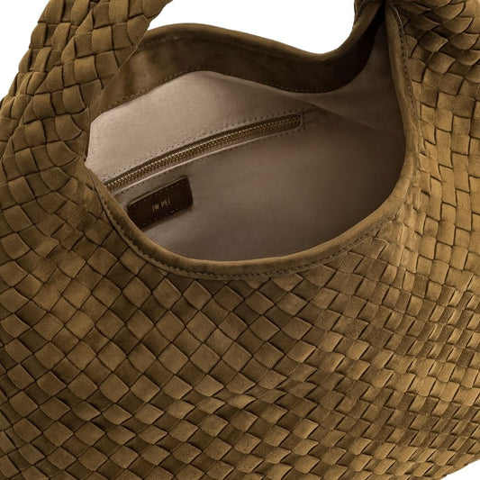 Laura Faux Suede Woven Dark Brown Shoulder Bag
