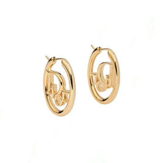 Oblique Hoop Gold Earrings