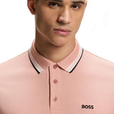 Black Striped Collar Pink Polo-Shirt