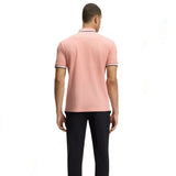 Black Striped Collar Pink Polo-Shirt