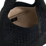 Laura Faux Suede Woven Black Shoulder Bag