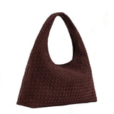 Laura Faux Suede Woven Burgundy Shoulder Bag