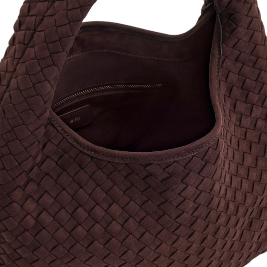 Laura Faux Suede Woven Burgundy Shoulder Bag