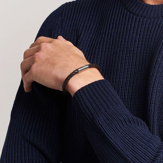 Cannage Woven Leather Black Bracelet