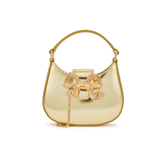 Gold Bow Gold Crescent Micro Bag