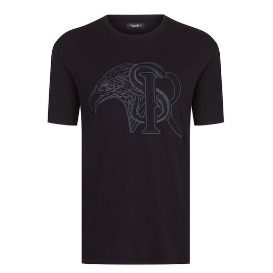 Embroidered Eagle Logo Black T-Shirt