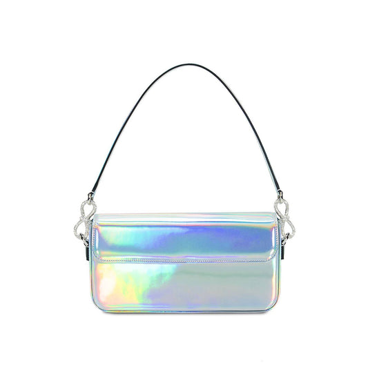 Silver Crystal Bow Leather Bag