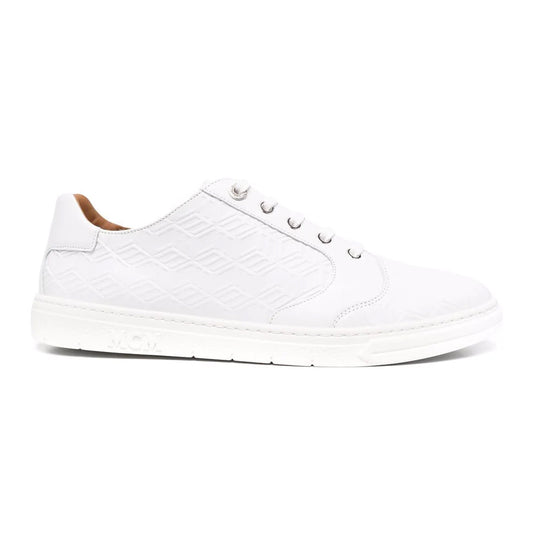 Cubic Logo Embossed White Sneakers