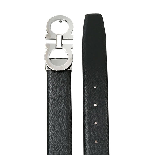 Black Gancini Leather Belt
