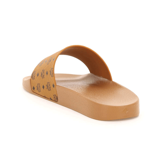 Monogram-Print Cognac Slides